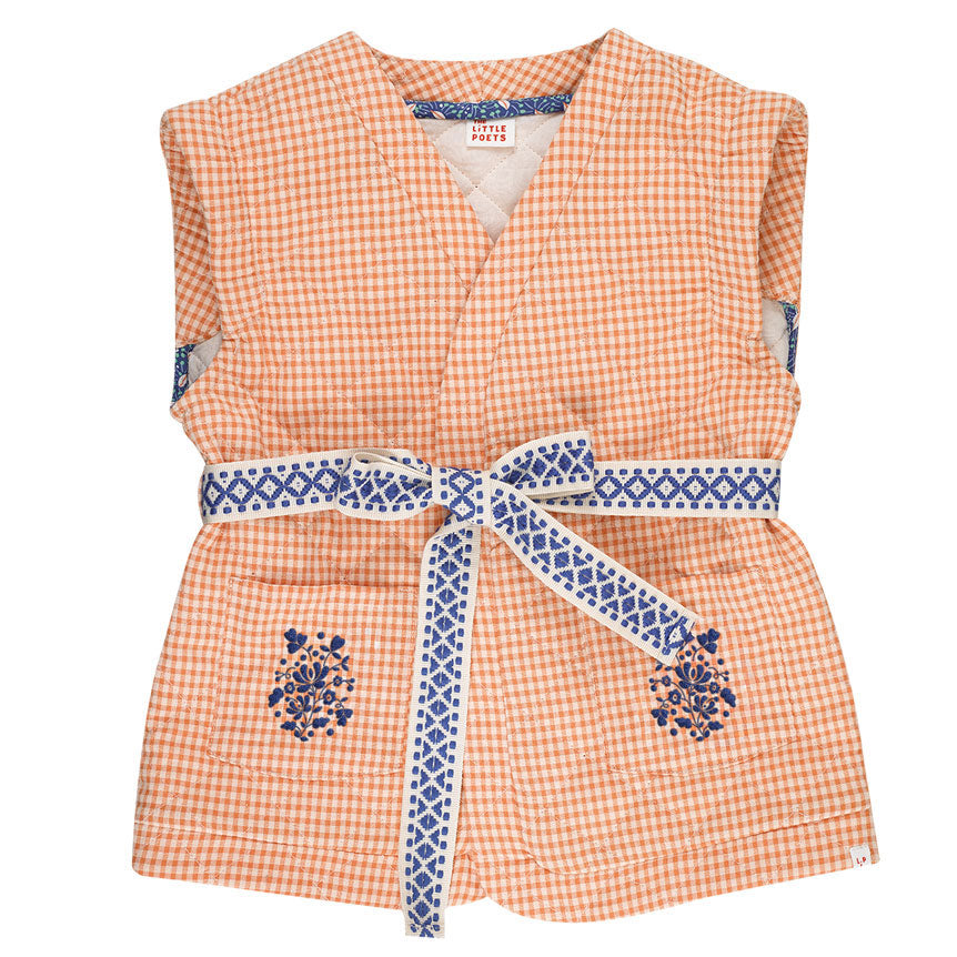 The Little Poets Vichy Carrot Quilted Vest