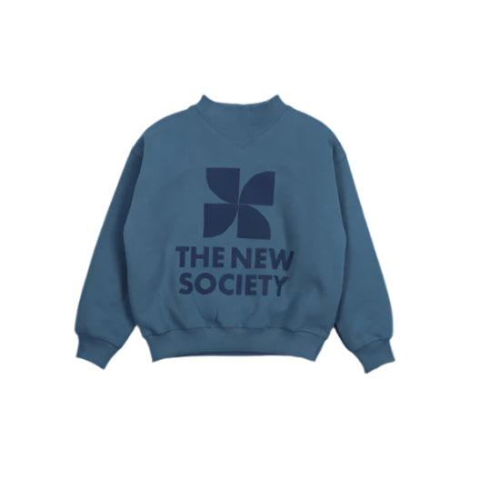 The New Society Void Blue TNS Logo Rib Collar Sweatshirt