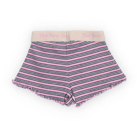 The New Society  Pink Lavander Mini Stripes TNS Rib Baby Short