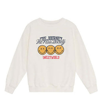 The New Society Whisper White Smiley Sweatshirt