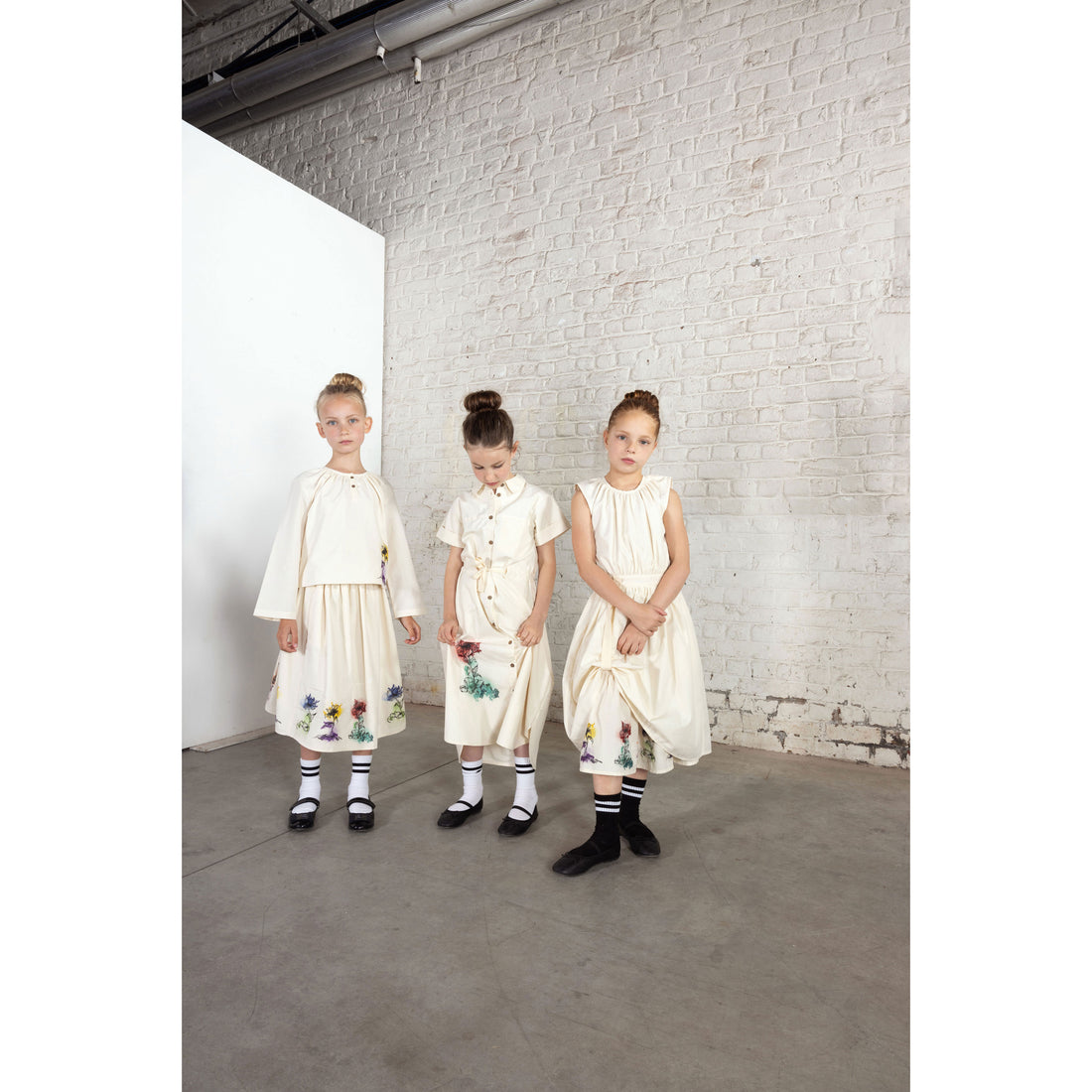 tntrm White With Floral Gathered Skirt
