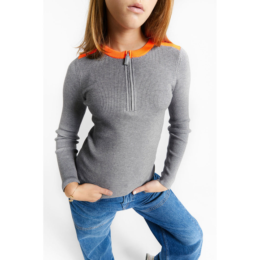 Indee Grey Melange Together Pullover