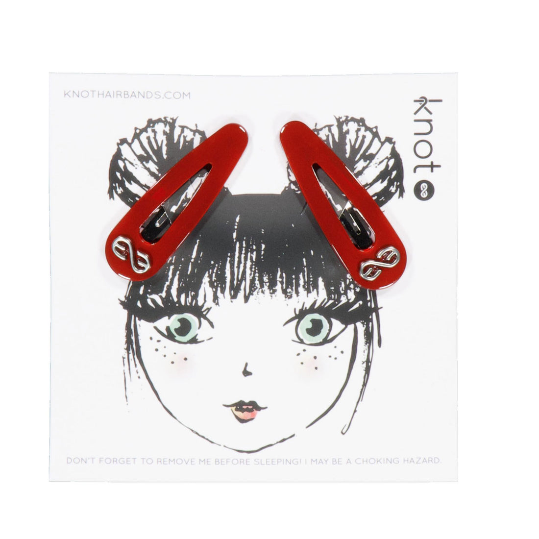 Knot Hairbands Cardinal Red Tortoise Snap Clip Set