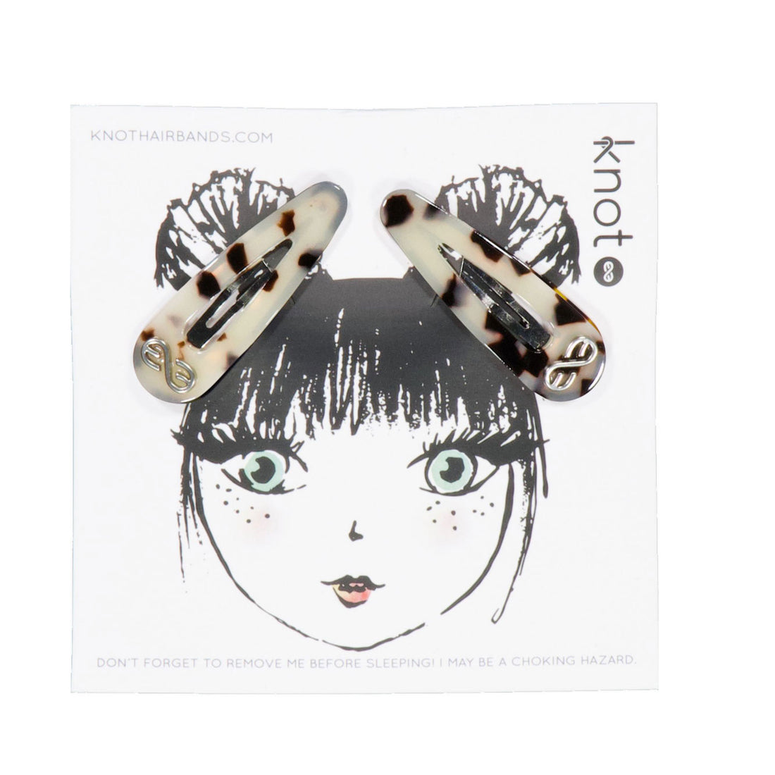 Knot Hairbands Dove Tortoise Snap Clip Set