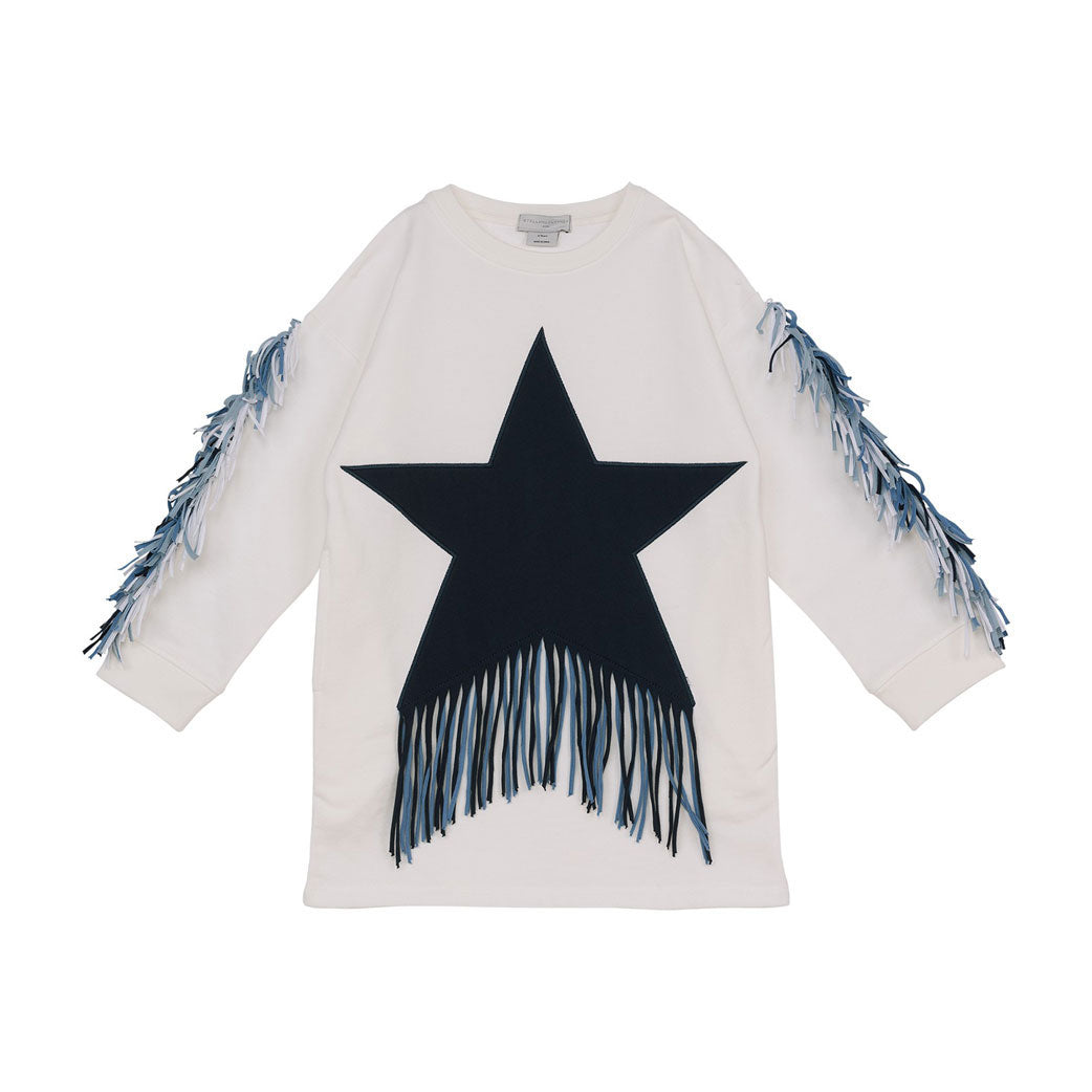 Stella Mccartney White Fringed Star Fleece Dress