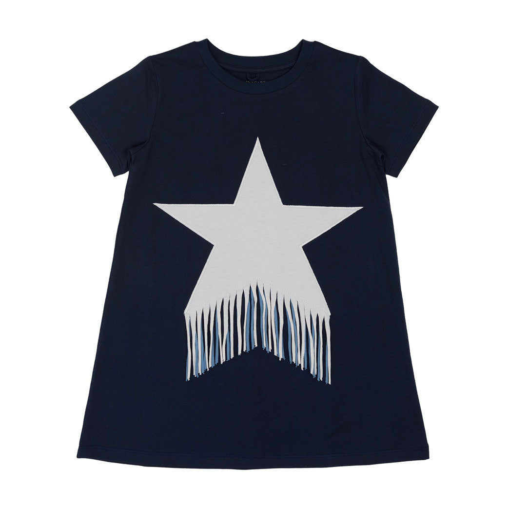 Stella Mccartney Navy Jersey Fringed Star Dress
