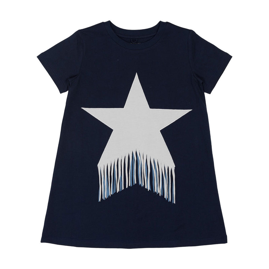 Stella Mccartney Navy Jersey Fringed Star Dress