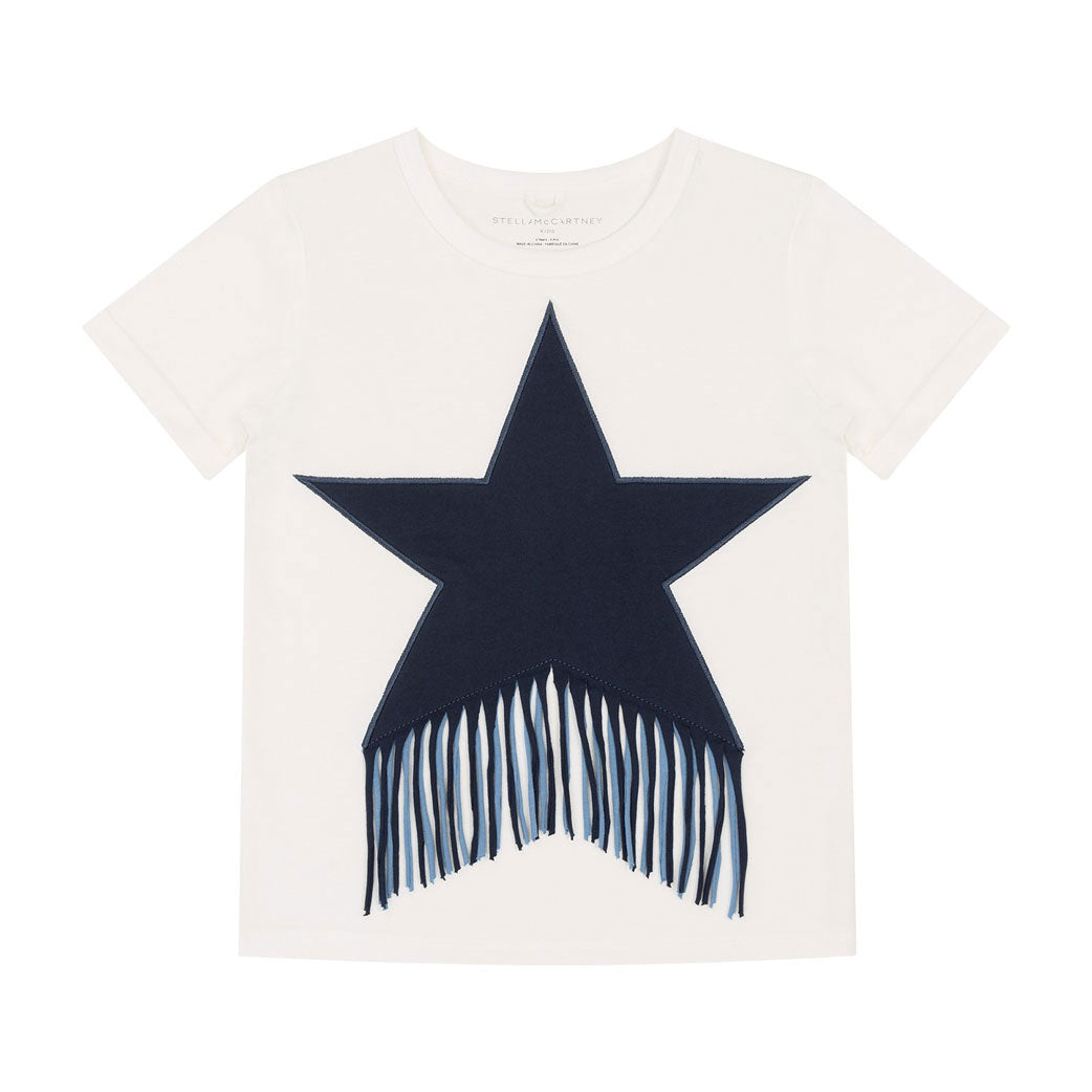 Stella Mccartney White Fringed Star Tee