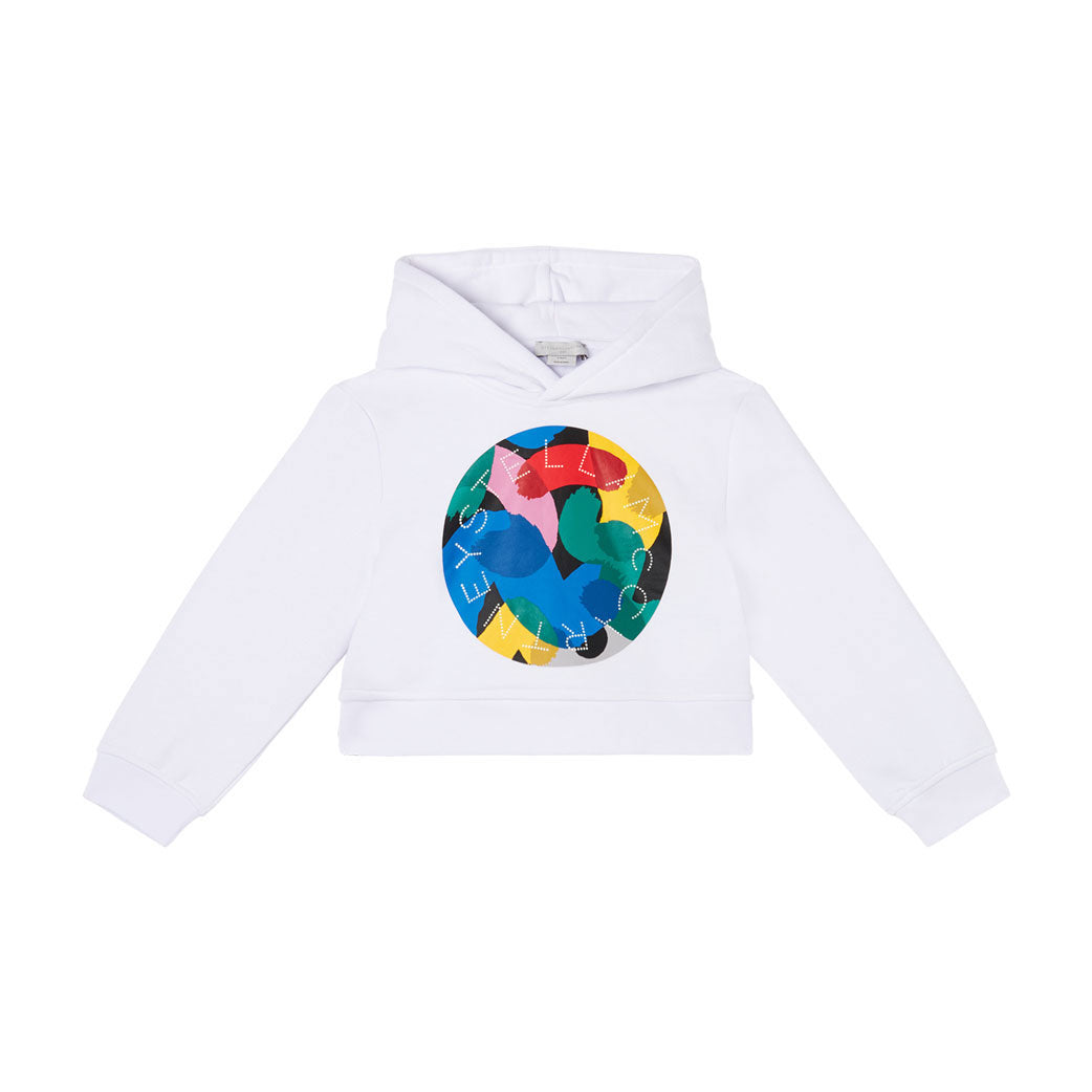 Stella Mccartney White Brushmark Logo Disc Print Hoodie