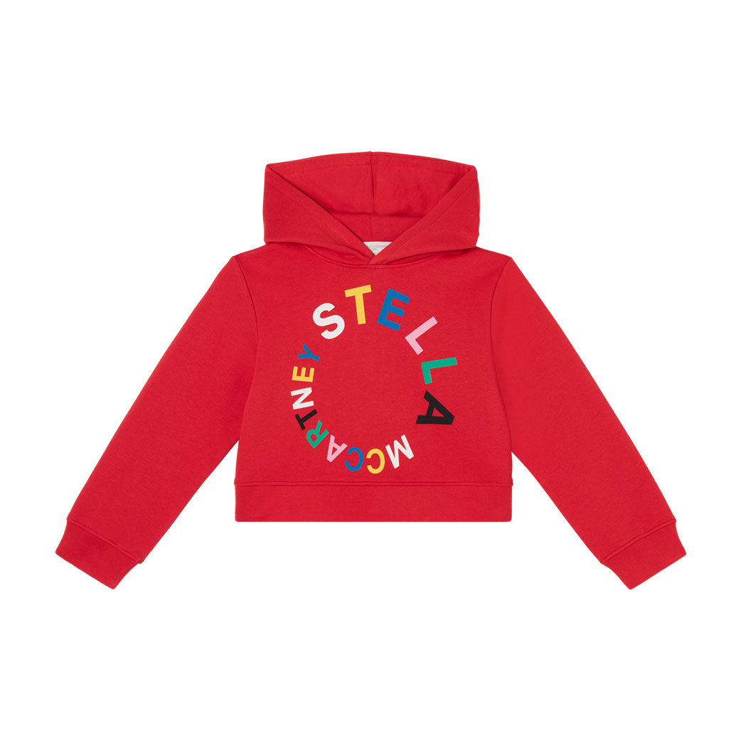 Stella Mccartney Red Multicolor Disc Logo Hoodie