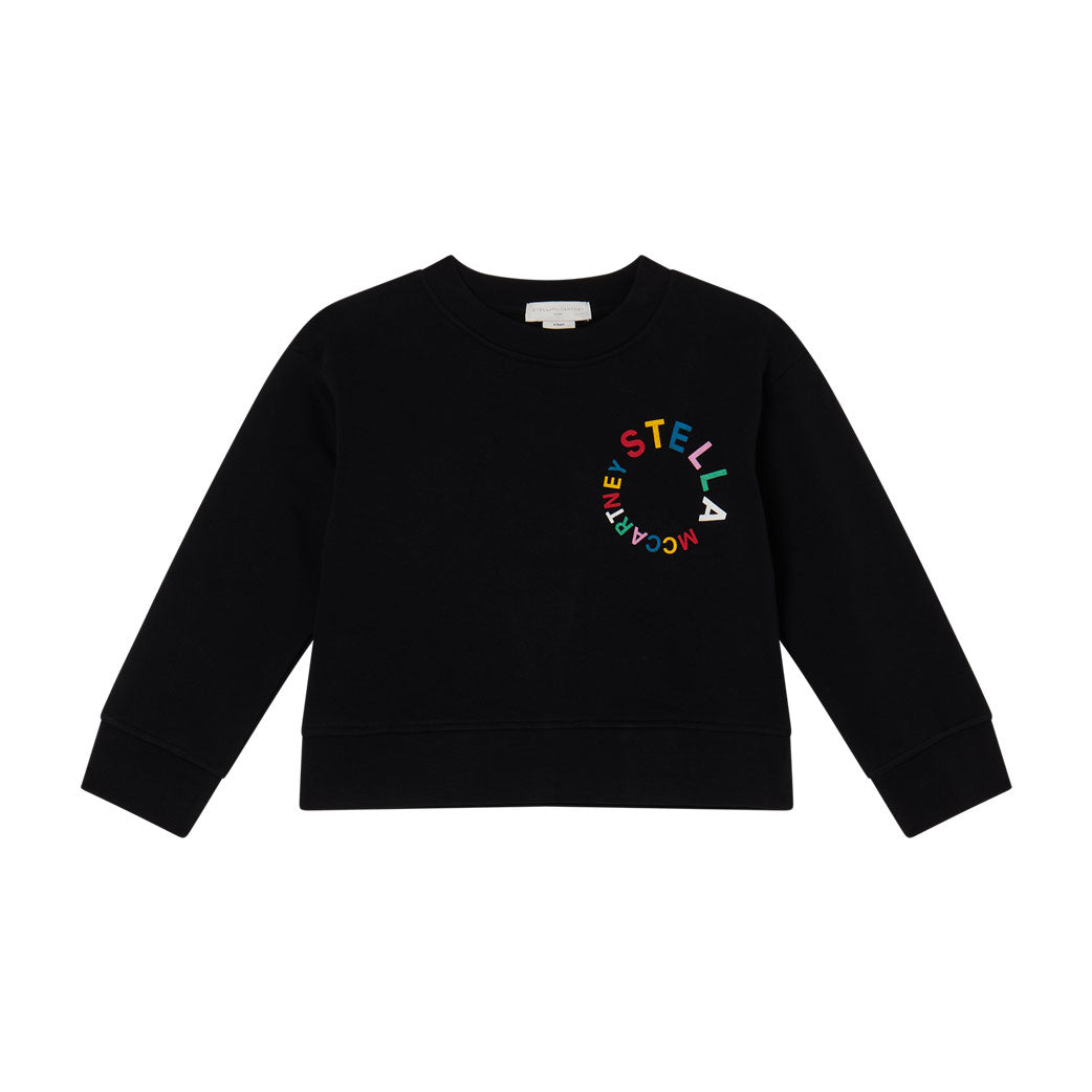 Stella Mccartney Black Logo Disc Print On Chest Sweatshirt