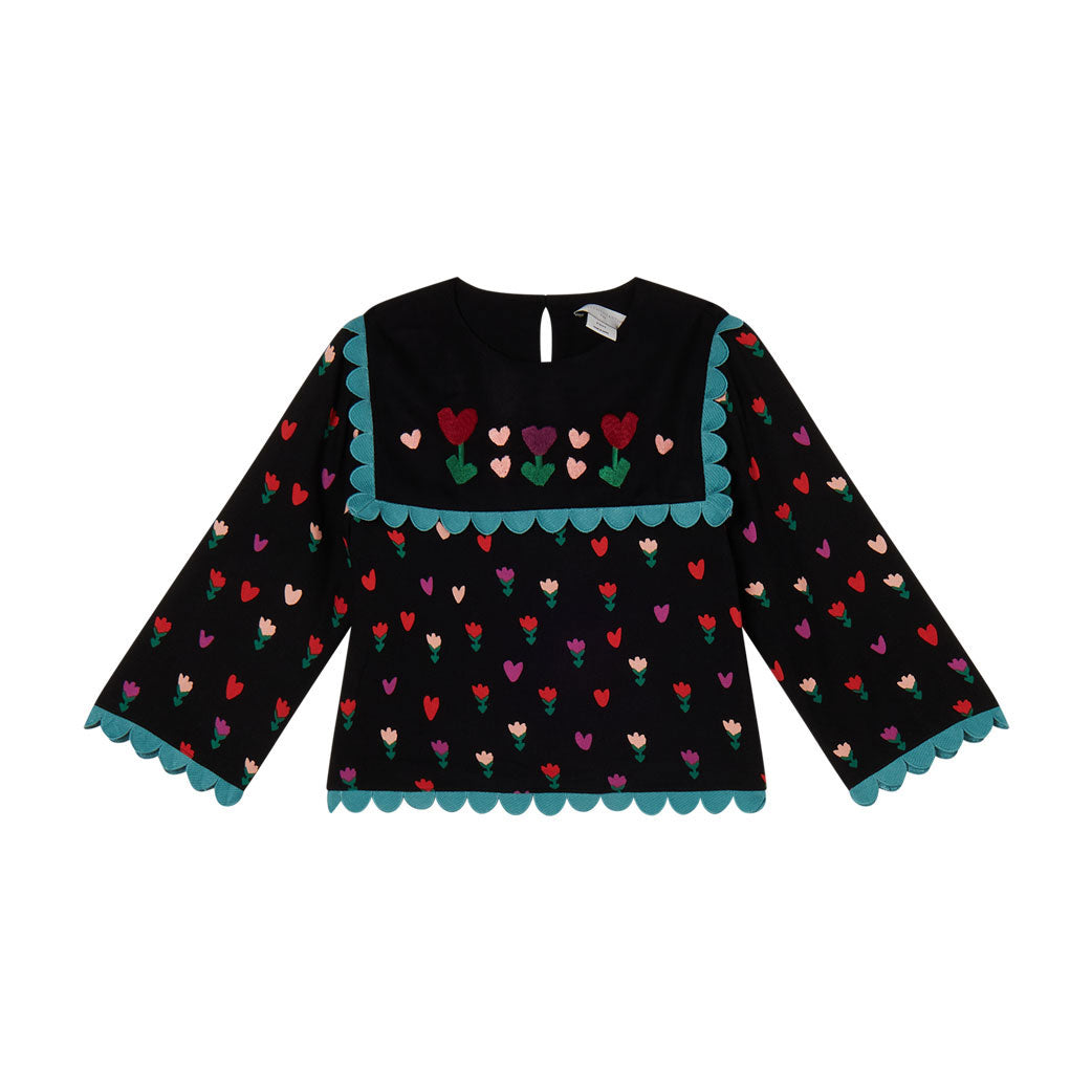 Stella Mccartney Black Hearts And Tulips Blouse