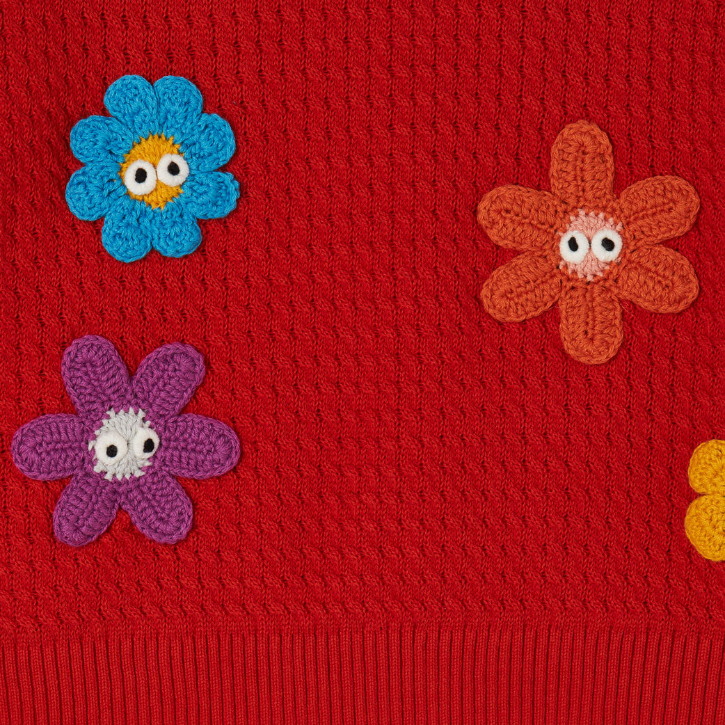 Stella Mccartney Red 3D Flowers Cardigan