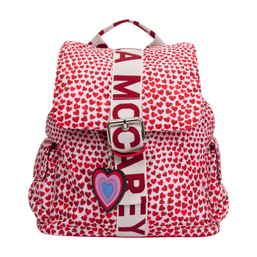 Stella Mccartney Red Hearts With Logo Tape Backpack