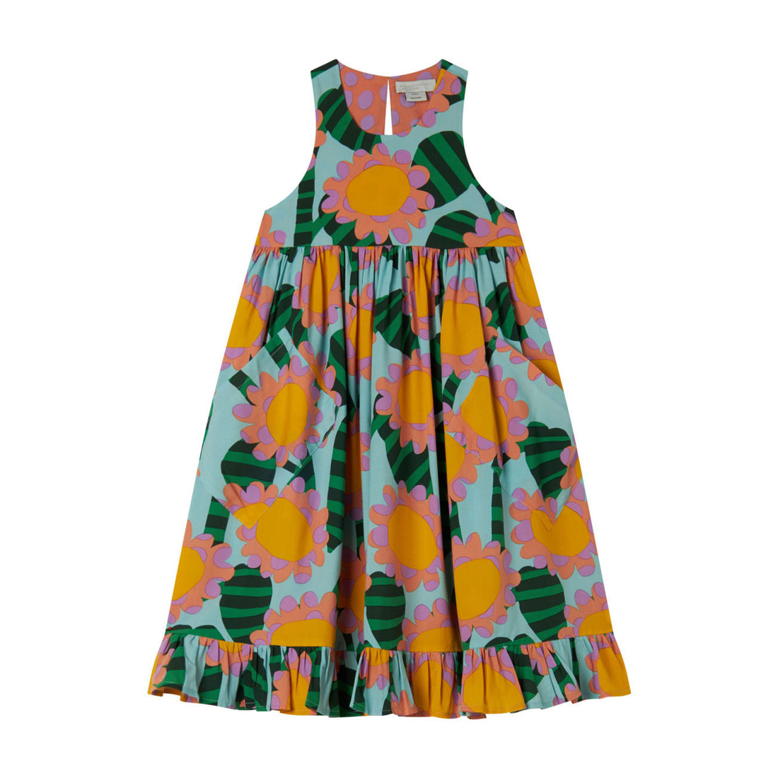Stella Mccartney Blue Sleeveless Big Sunflowers Dress
