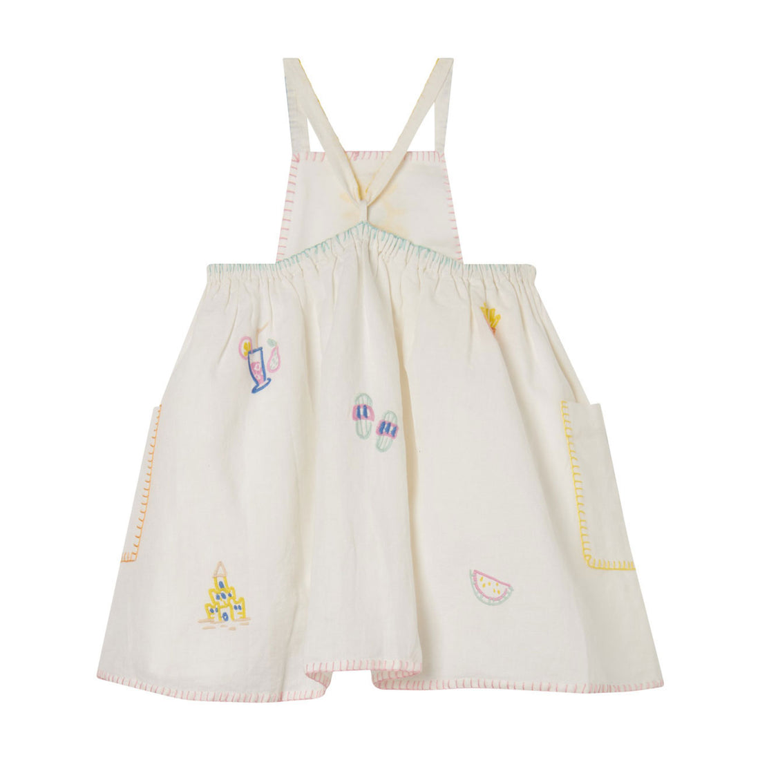 Stella Mccartney White Beach Icons Linen Strappy Dress