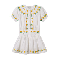 Stella Mccartney White Sunflowers Embroidered Linen Dress