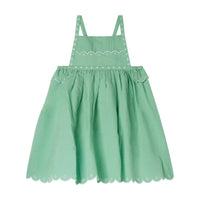 Stella Mccartney Green Linen Strappy Embroidered Dress