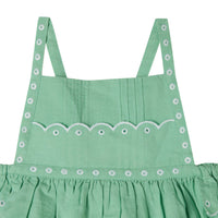 Stella Mccartney Green Linen Strappy Embroidered Dress