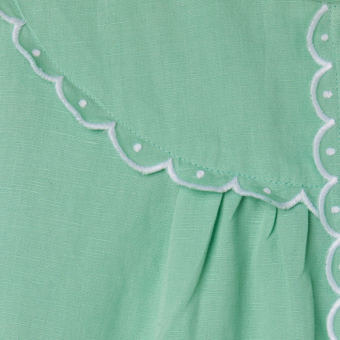 Stella Mccartney Green Linen Embroidered Details Dress