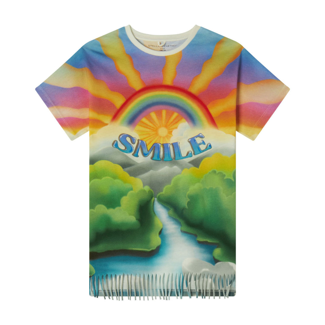 Stella Mccartney Multi Jersey Rainbow Smile Print Dress