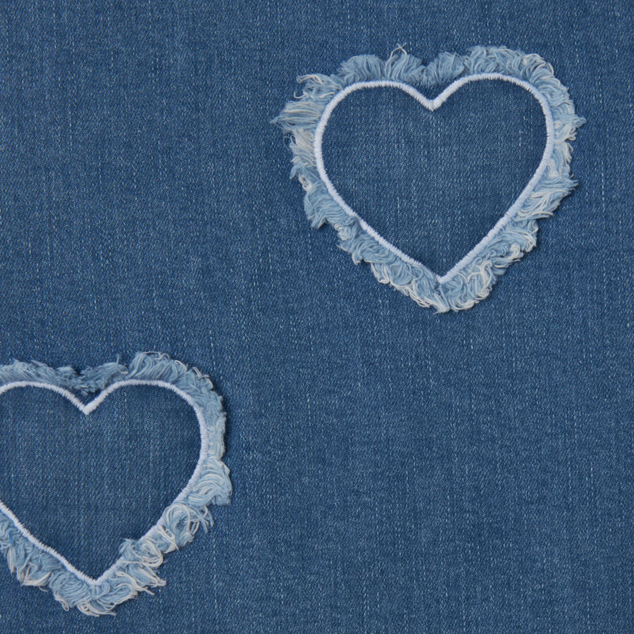 Stella Mccartney Blue Fringed Heart Patch Denim Dress