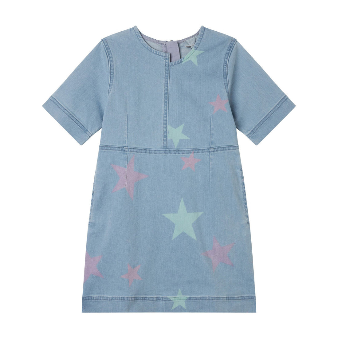 Stella Mccartney Blue Multicolor Stars Denim Dress