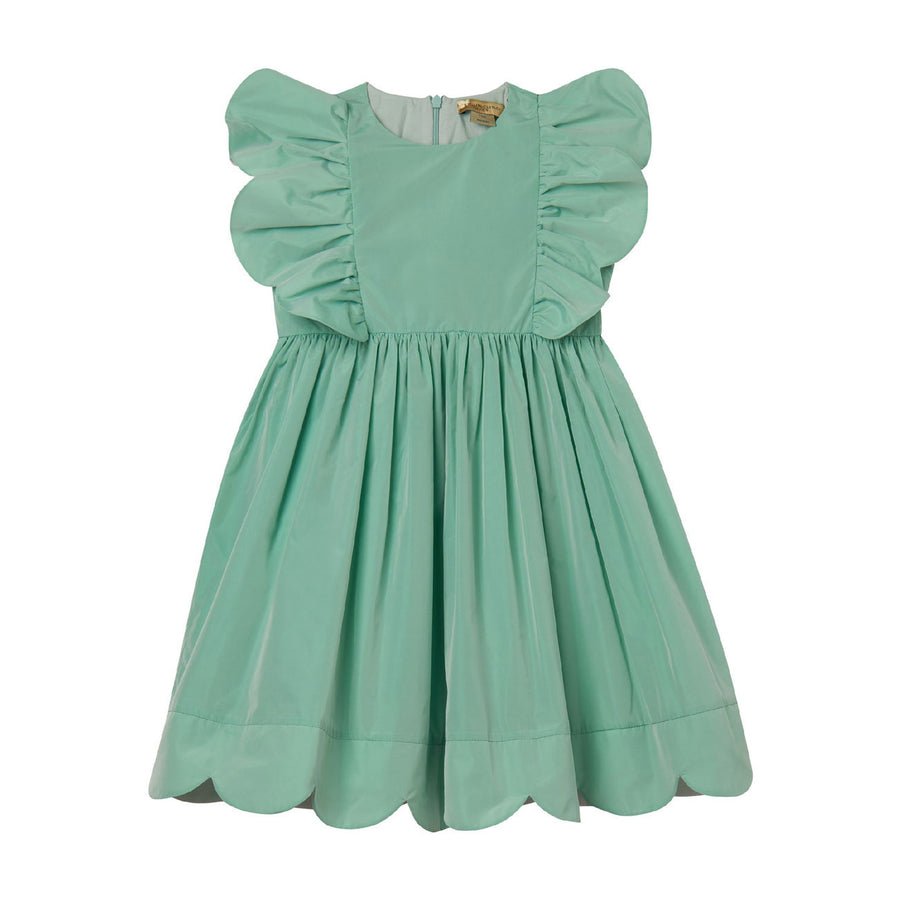 Stella Mccartney Green Sleeveless Taffeta Frills Dress