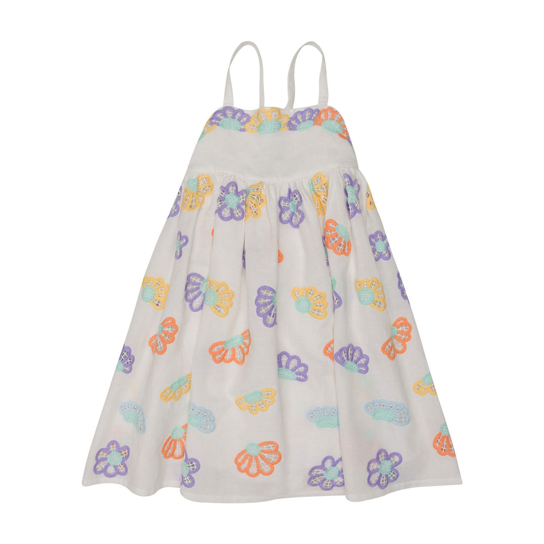 Stella Mccartney White Festive Flowers Linen Dress
