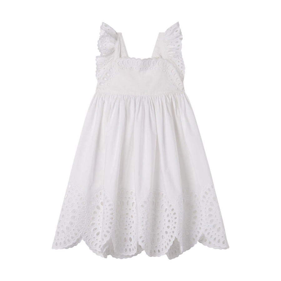Stella Mccartney White  Embroidered Sleeveless Dress