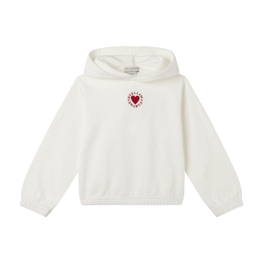 Stella Mccartney White Heart Logo Disc Embro Hoodie