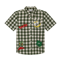 Stella Mccartney Green Veggie Badges Check Shirt