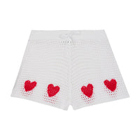 Stella Mccartney White Love Heart Crochet Knit Shorts