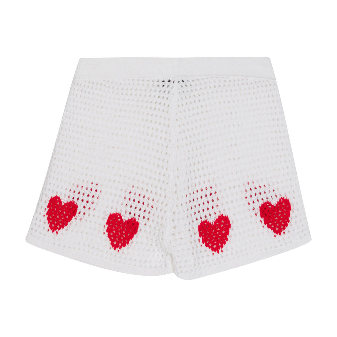 Stella Mccartney White Love Heart Crochet Knit Shorts