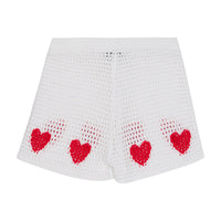 Stella Mccartney White Love Heart Crochet Knit Shorts