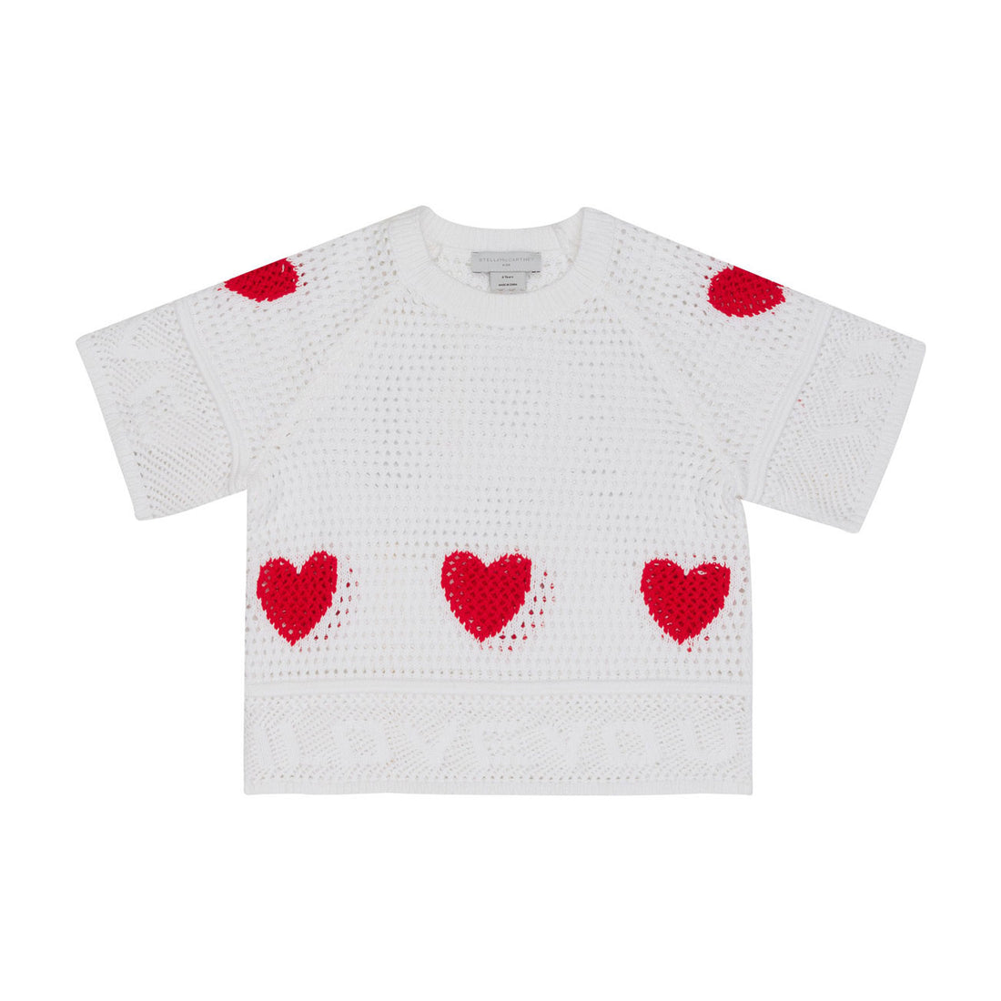 Stella Mccartney White Love Heart Crochet Knit Top