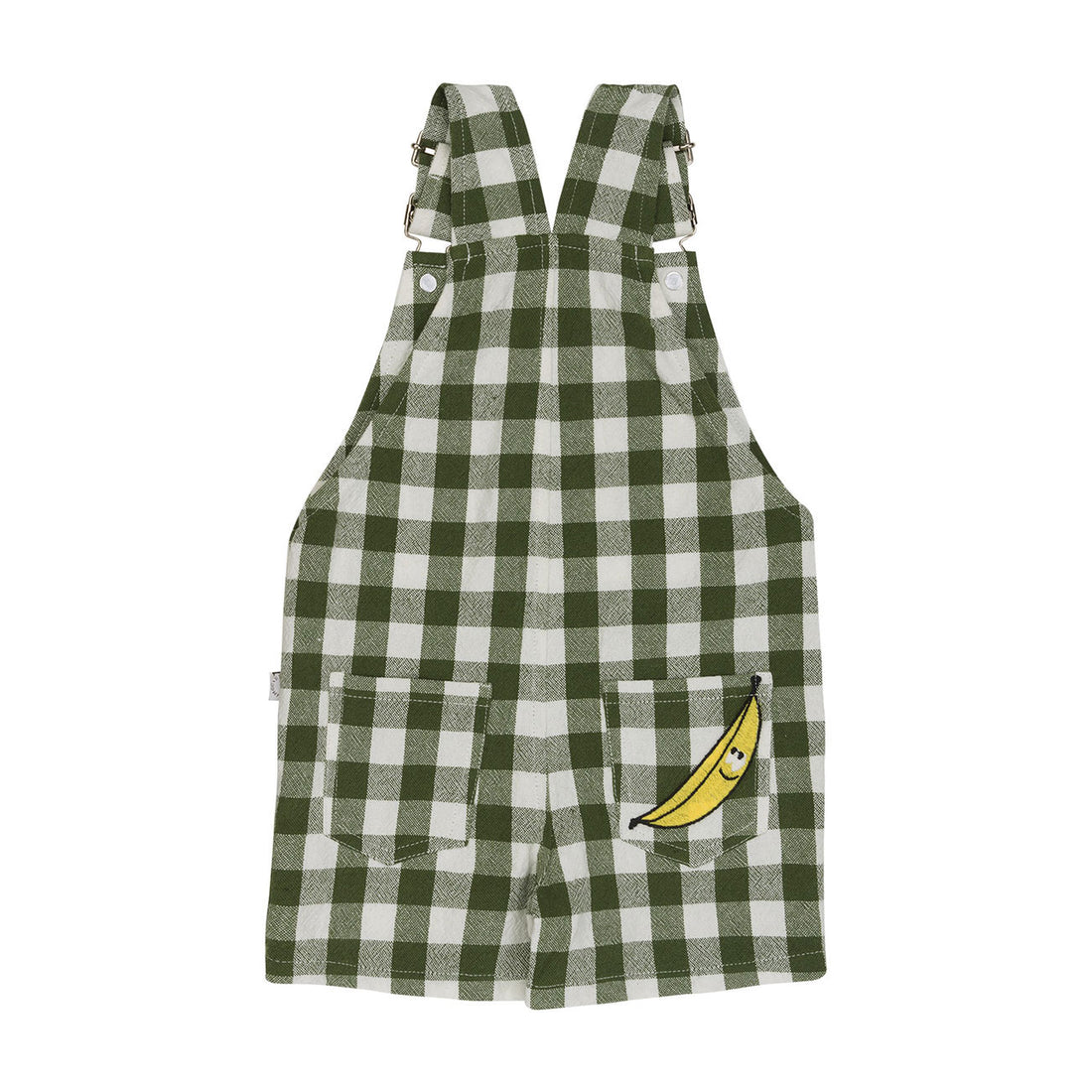 Stella Mccartney Green Veggie Badges Check Baby Dungaree