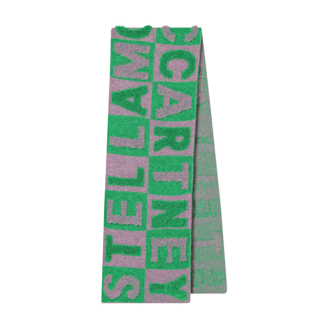 Stella McCartney  Green Pink Lettering Scarf