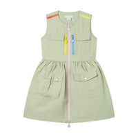 Stella McCartney  Green 3D Pocket Canvas Dress