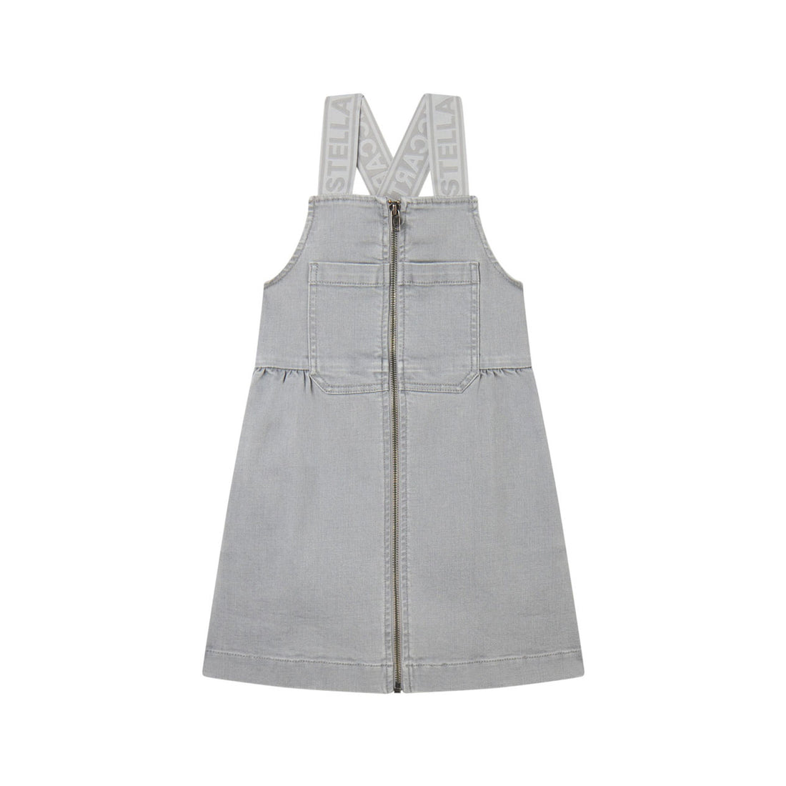 Stella McCartney Grey Denim Logo Tape Dungaree Dress