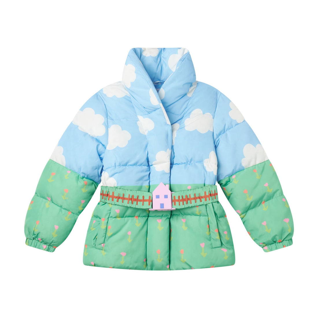 Stella McCartney  Blue Multi Sky Grass Print Kimono Puffer