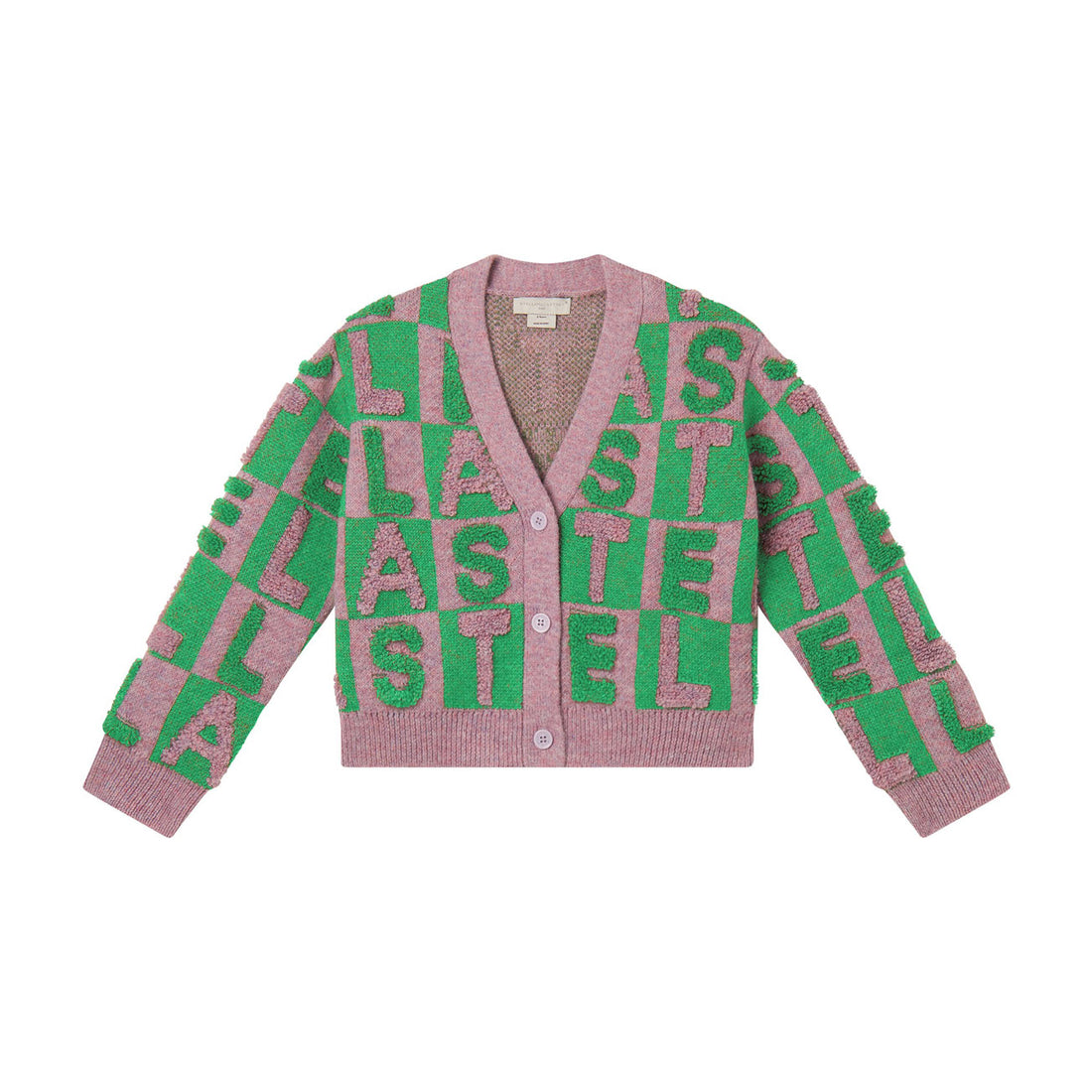 Stella McCartney  Pink Green Lettering Cardigan
