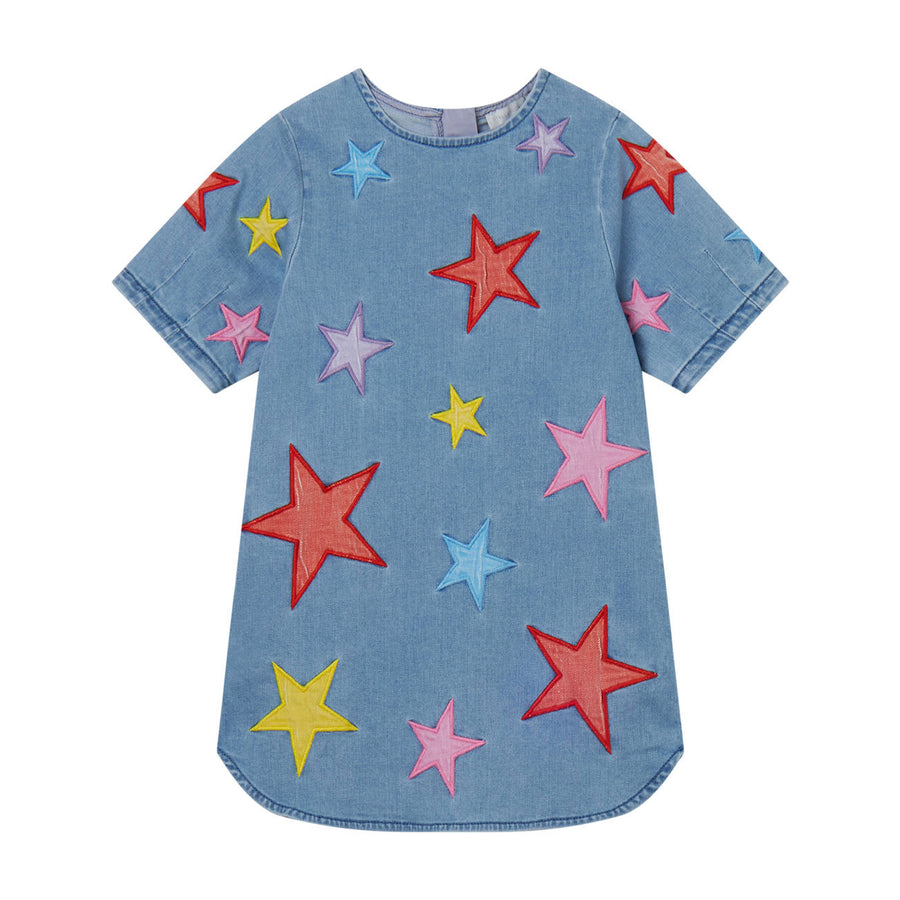 denim star dress Stella Mccartney Print and adorable! Junior Bridesmaid Dresses - long gown for kids Size:M(3yrs)