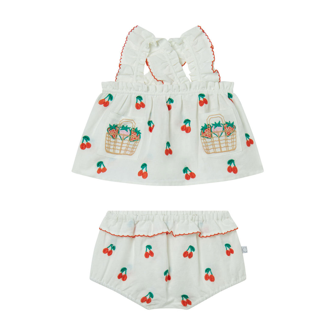 Stella Mccartney White Cherries Embroider Top And Bloomers