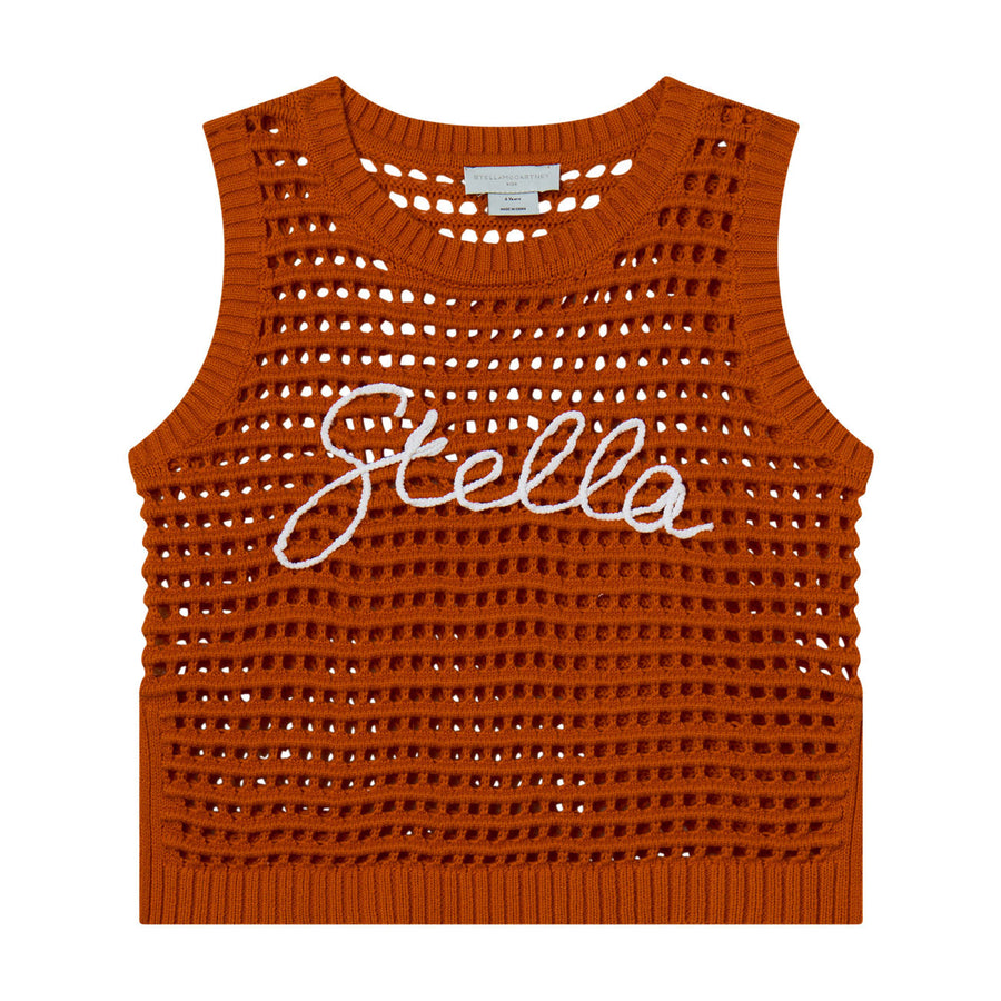 Stella Mccartney Red Logo Patch Knit Top