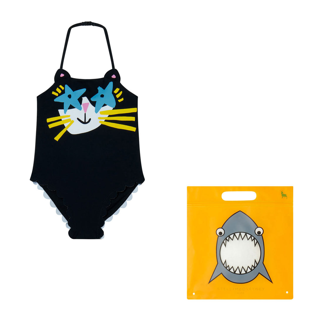 Stella Mccartney Black Cat Print Swimsuit
