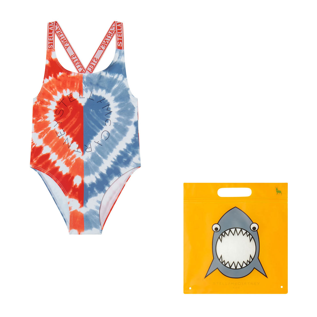 Stella Mccartney Red/Blue Tie Dye Logo Print Swimsuit