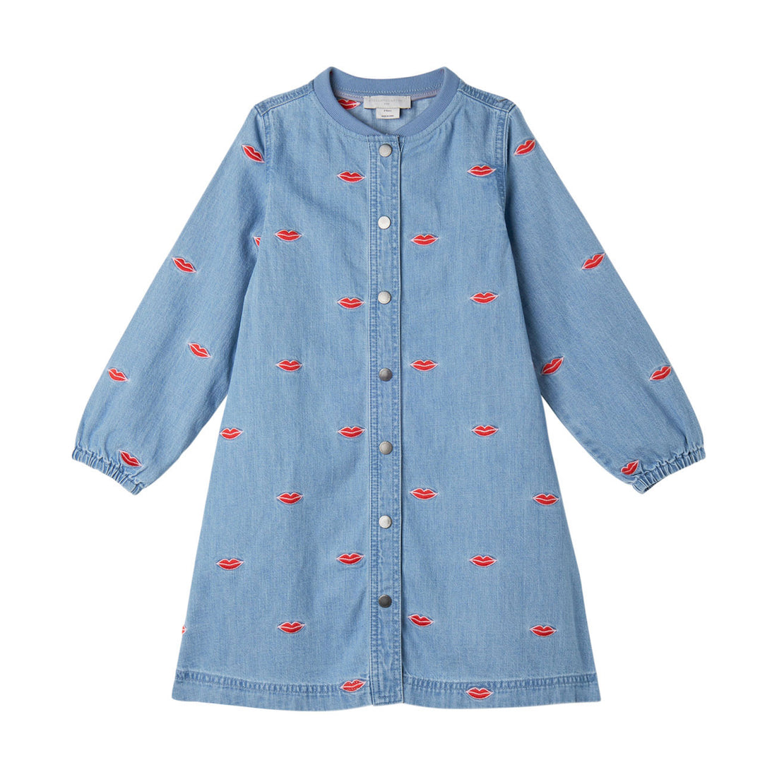 stella mccartney denim dress Stella McCartney Blue Embroidered Lips Denim Dress – Ladida