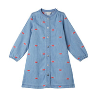 Stella McCartney Blue Embroidered Lips Denim Dress