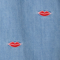Stella McCartney Blue Embroidered Lips Denim Dress